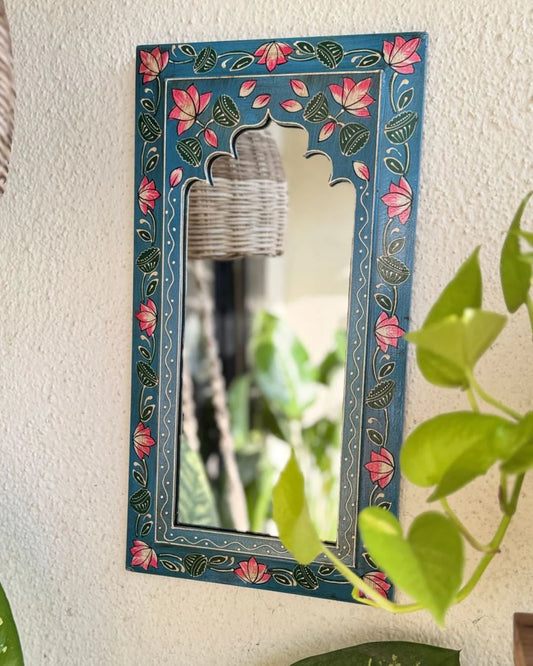 Midnight Blue Handpainted Wooden Mirror