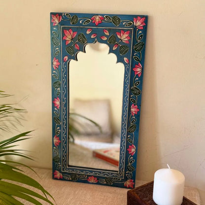 Midnight Blue Handpainted Wooden Mirror