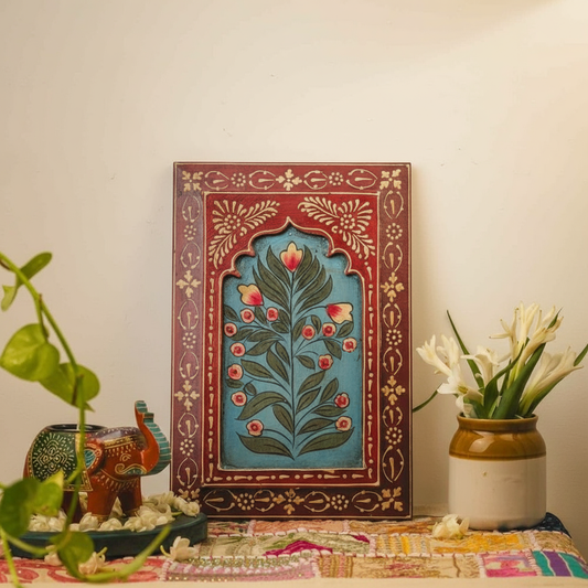 Red Handpainted Wooden Wall Frame