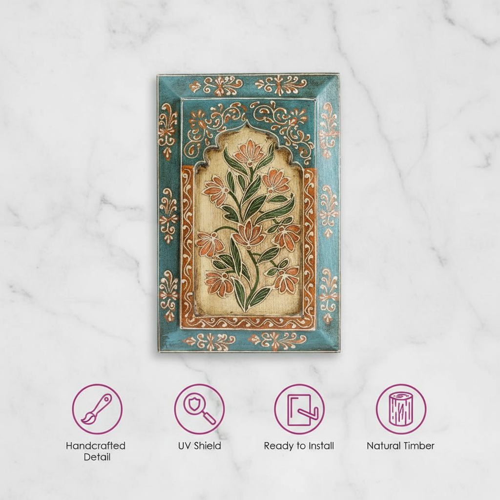 Turquoise Handpainted Wooden Wall Frame