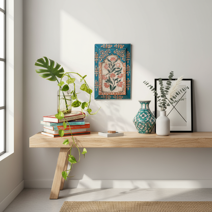 Turquoise Handpainted Wooden Wall Frame